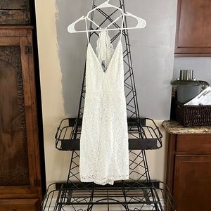 White lace back dress, size M